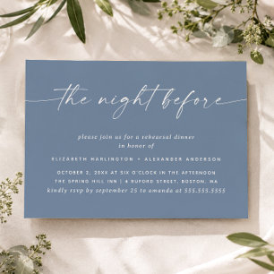 Dusty Blue Grey Rehearsal Dinner. Nautical Wedding Invitation