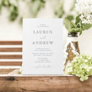 Dusty Blue Grey Simple Minimalist Wedding Invitation