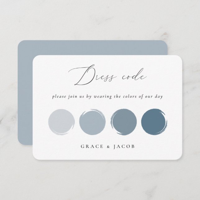 Dusty Blue & Grey Wedding Colour Palette Card (Front/Back)