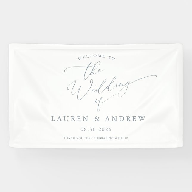 Dusty Blue Grey Welcome to Our Wedding 1 Banner (Horizontal)