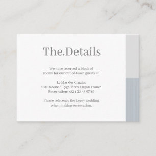 Dusty Blue Grey White Stripes Wedding Hotel Detail Enclosure Card