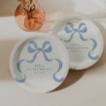 Dusty Blue Hand Drawn Bow Bridal Shower Paper Plate<br><div class="desc">Celebrate in style with these vintage inspired bridal shower paper plates featuring a dusty blue hand drawn oval frame with a bow.</div>