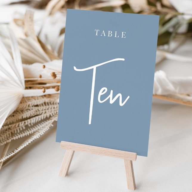 Dusty Blue Hand Scripted Table TEN Table Number (Creator Uploaded)