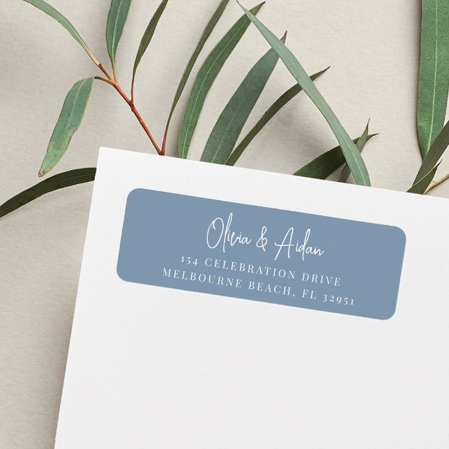 Dusty Blue Handwritten Script Return Address Label (Creator Uploaded)