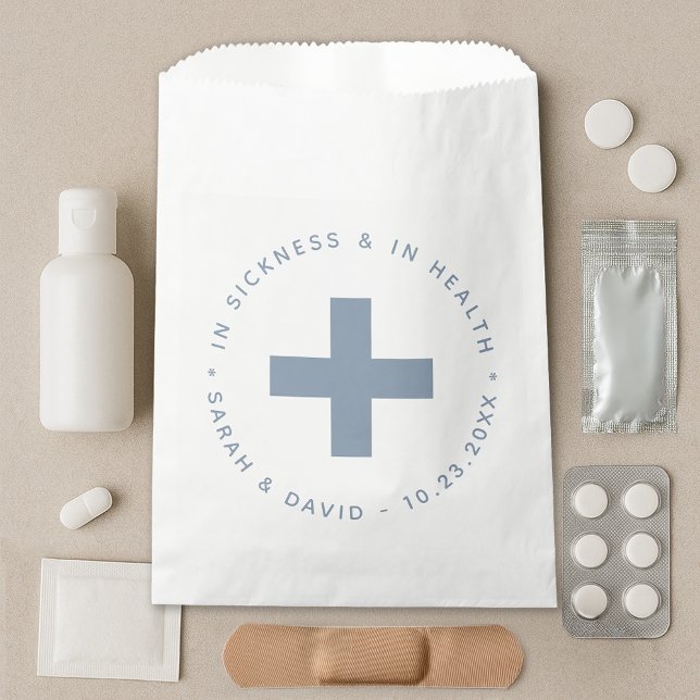 Dusty Blue Hangover Kit In Sickness and in Health  Favour Bag (Creator Uploaded)