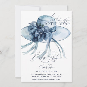 Dusty Blue Hat Derby Bridal Shower Invitation