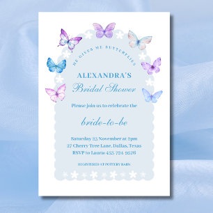 Dusty Blue, He gives me butterflies Bridal Shower Invitation