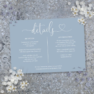 Dusty Blue Heart Script Details Information Invitation