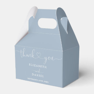 Dusty Blue Heart Script Wedding Favour Box
