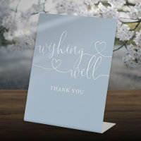 Dusty Blue Heart Script Wishing Well