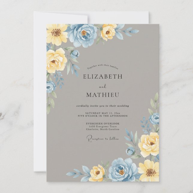 Dusty Blue Heavenly Spring Wedding Invitation (Front)