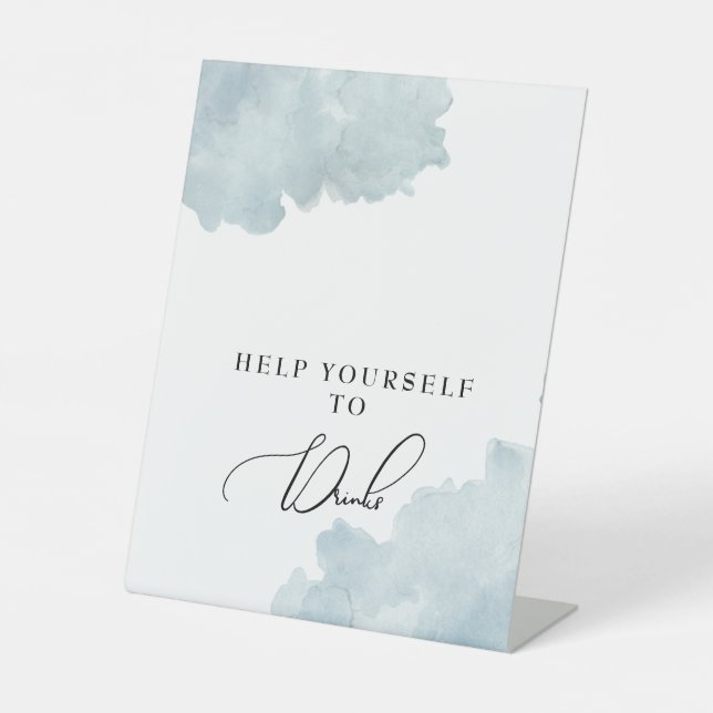 Dusty Blue Help Yourself to Drinks Pedestal Sign (Front)