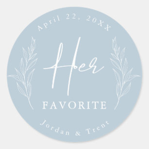 Dusty Blue Her Favourite Wedding Favour Sticker