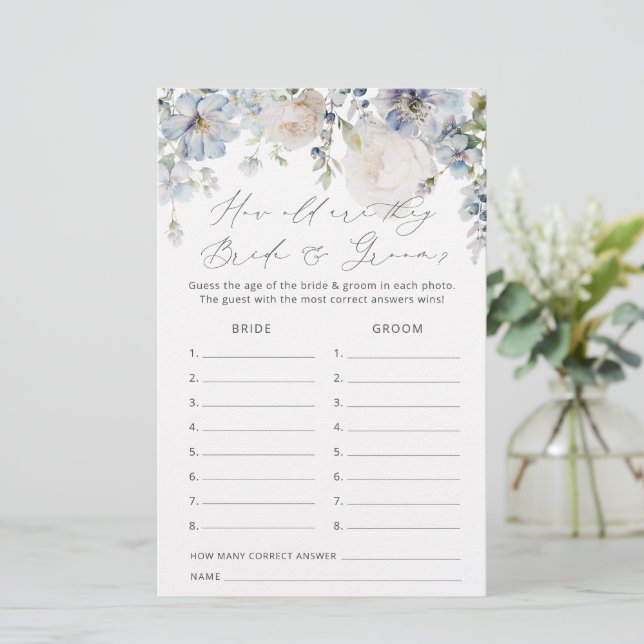 Dusty Blue How Old are They Bridal Shower Game (Standing Front)