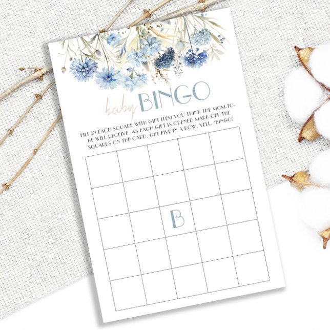 DUSTY Blue Hydrangea Baby Shower Bingo Game Card (Creator Uploaded)