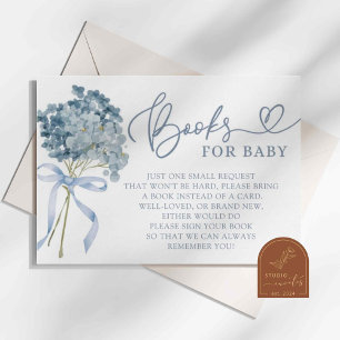 Dusty Blue Hydrangea Baby Shower Books for Baby Enclosure Card