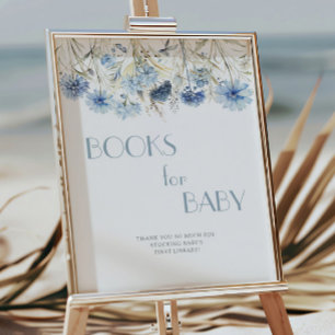 DUSTY Blue Hydrangea Baby Shower Books For Baby Poster