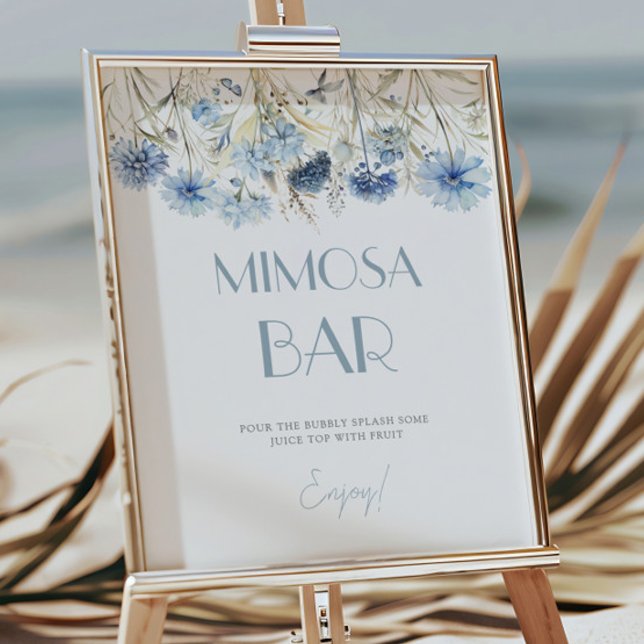 DUSTY Blue Hydrangea Baby Shower Mimosa Bar Poster (Creator Uploaded)