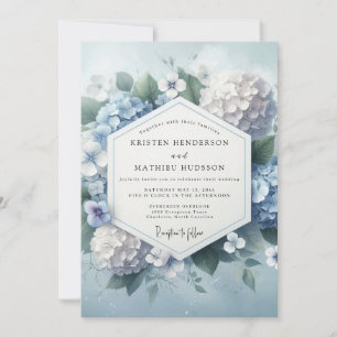 Dusty Blue Hydrangea Bloom Wedding Invitation