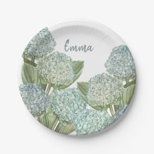 Dusty Blue Hydrangea Bouquet Paper Plate