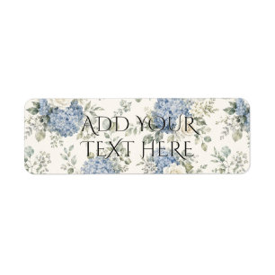 Dusty Blue Hydrangea Cream White Rose Floral Return Address Label