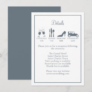 Dusty Blue Hydrangea Elegant Calligraphy Details Enclosure Card