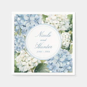 Dusty Blue Hydrangea Floral Wedding Napkin