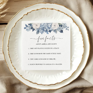 Dusty Blue Hydrangea Fun Facts Wedding Napkins