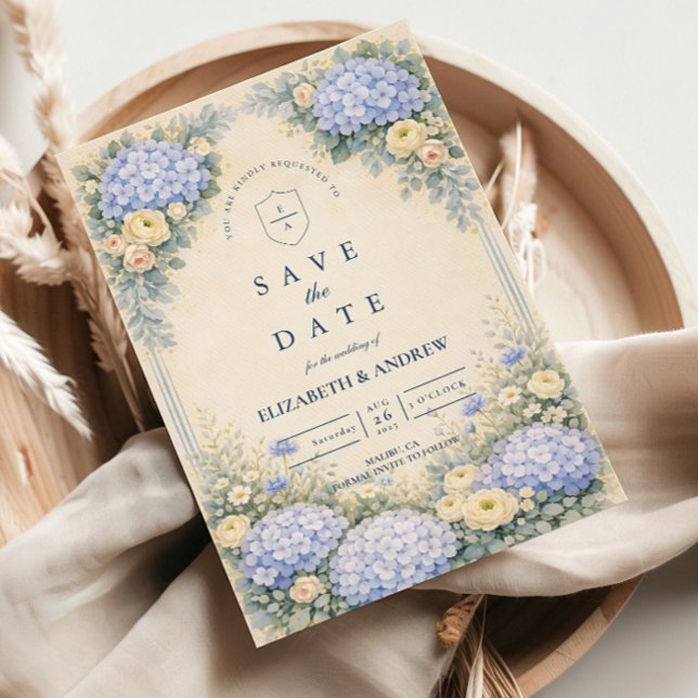 Dusty Blue Hydrangea Garden Wedding Save The Date (Creator Uploaded)