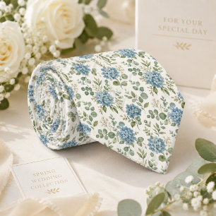Dusty Blue Hydrangea & Sage Eucalyptus Wedding Tie