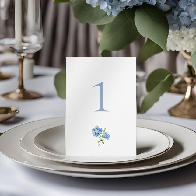 Dusty Blue Hydrangea Table Wedding Flat Card (Creator Uploaded)