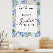 Dusty Blue Hydrangea Watercolor Bridal Shower