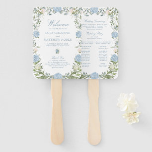 Dusty Blue Hydrangea Wedding Ceremony Program Hand Fan