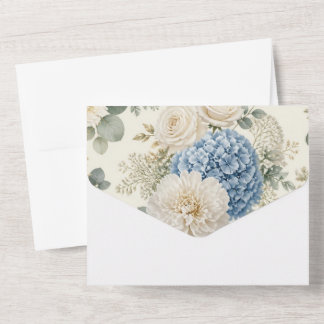 Dusty Blue Hydrangea Wedding Pattern | Elegant Bot All In One Invitation