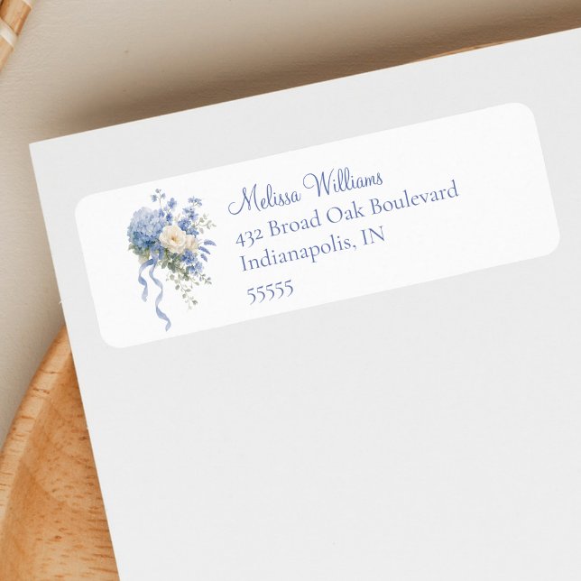 Dusty Blue Hydrangea Wedding Return Address Label (Creator Uploaded)
