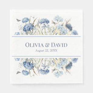 Dusty Blue Hydrangea Wildflower Wedding Napkin