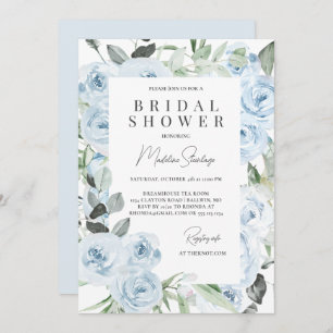 Dusty Blue Hydrangeas Bridal Shower  Invitation