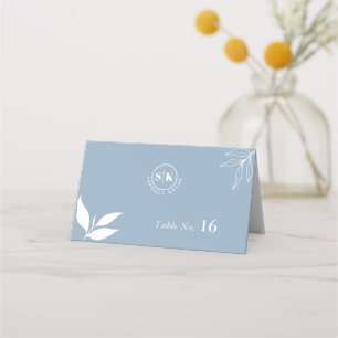 Dusty Blue I Modern Minimalist I Branch Leaves  Place Card