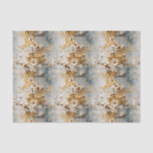 Dusty Blue, Ivory and Gold Floral Tissue Paper