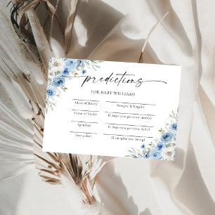 Dusty Blue Ivory Baby Shower Predictions Card