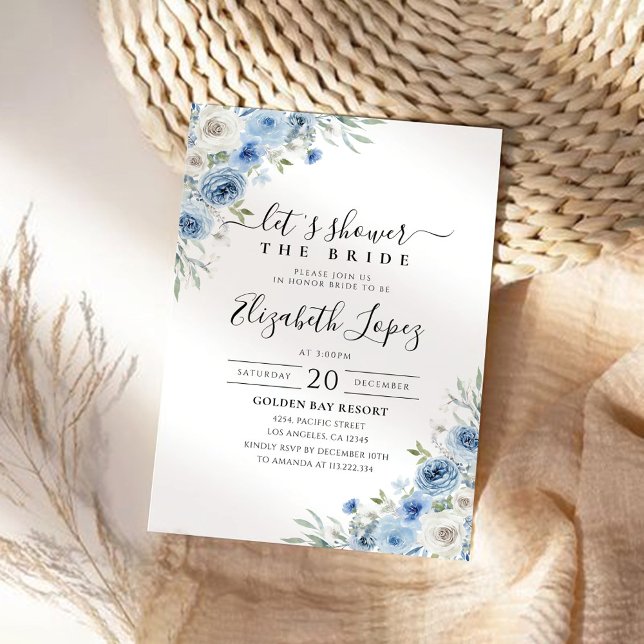 Dusty Blue Ivory Bridal Shower Invitation (Creator Uploaded)