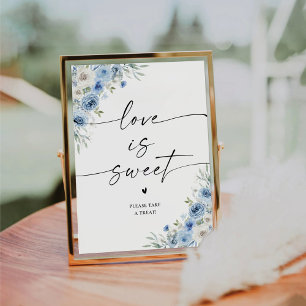 Dusty Blue Ivory Bridal Shower Love Is Sweet Sign