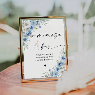 Dusty Blue Ivory Bridal Shower Mimosa Bar Sign