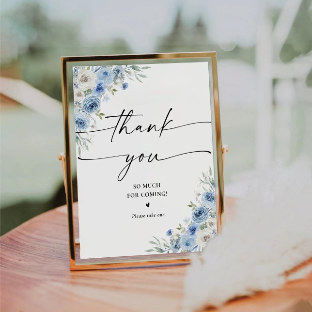 Dusty Blue Ivory Bridal Shower Thank You Sign (Creator Uploaded)