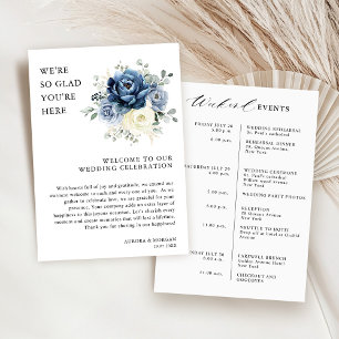 Dusty Blue Ivory Floral Weekend Events Program