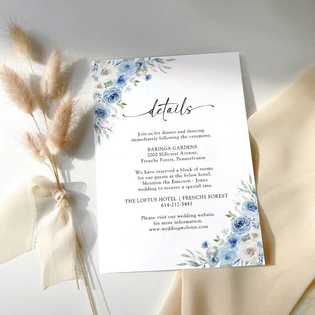 Dusty Blue Ivory Wedding Ceremony Enclosure Card (Creator Uploaded)