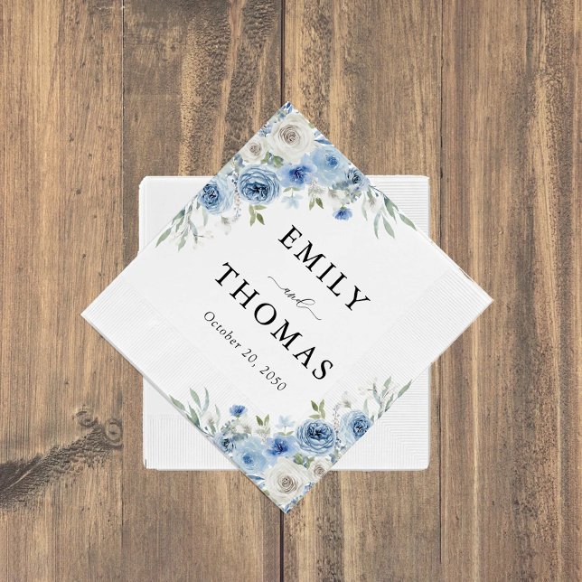 Dusty Blue Ivory Wedding Napkin (Creator Uploaded)