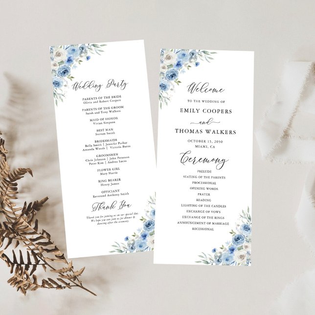 Dusty Blue Ivory Wedding Program (Creator Uploaded)