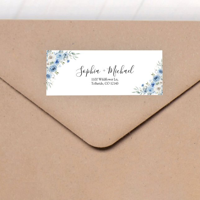 Dusty Blue Ivory Wedding Return Address Label (Creator Uploaded)