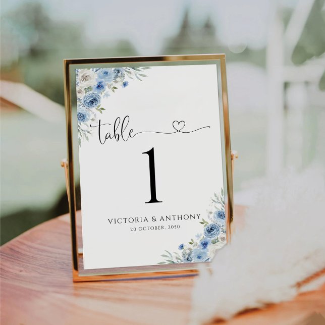 Dusty Blue Ivory Wedding Table Numbers (Creator Uploaded)